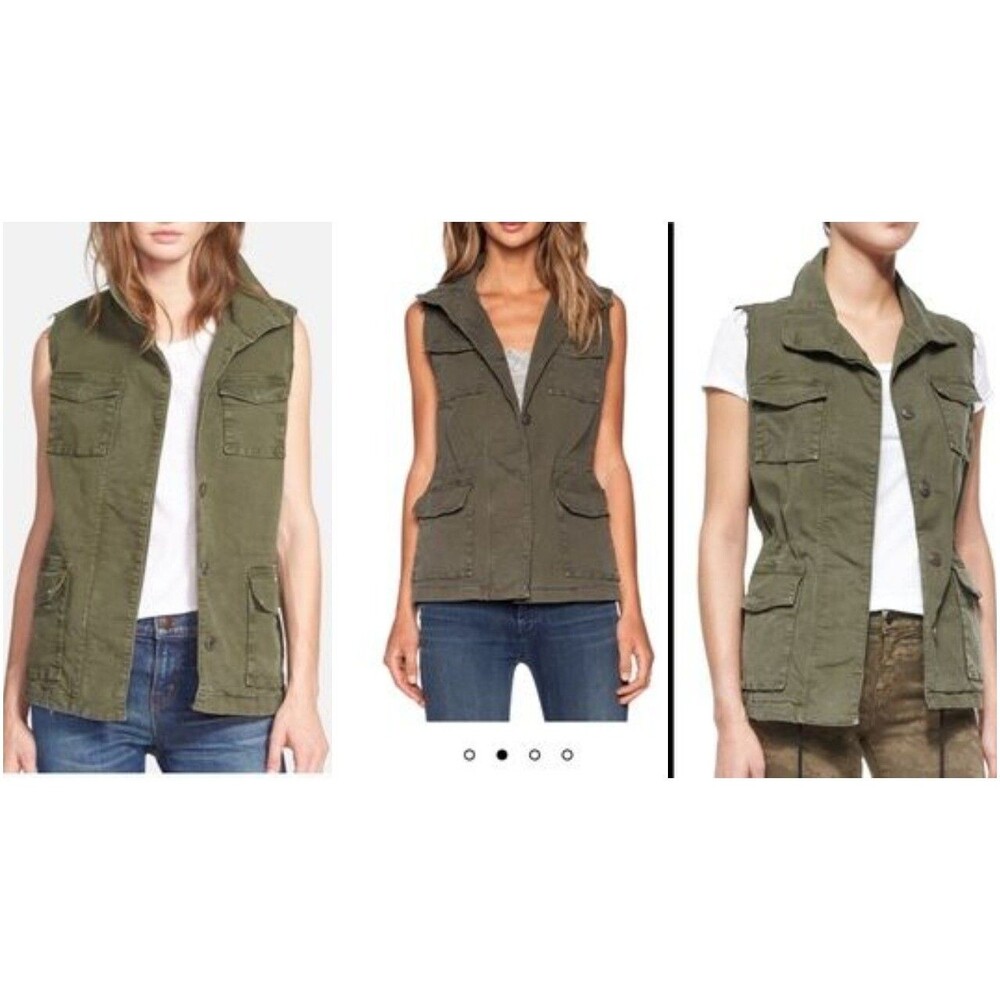 J Brand Women's Distress Trooper Vest Jacket Olive Sz S NWOT 248.00 - Picture 2 of 9